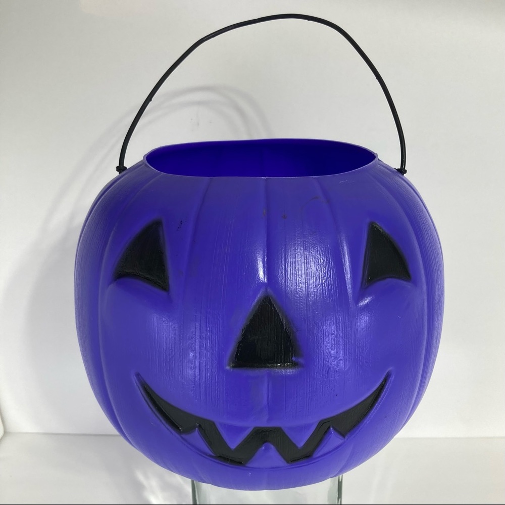 General Foam Purple Blow Mold Pumpkin Pail Halloween Bucket Trick Or Treat USA